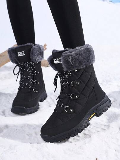 2025 Winter Women's Versatile Casual Fashion Thick Sole Shock Absorbing Warm Snow Boots