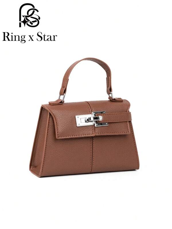 Fashion Classicsolid Color Pu Waterproof Fabric, Diamond Lattice Splicing Design Chain Square Bag, Twist Lock Opening And Closing Design,Bag Is Suitable For Traveling And Shopping,And Attending Parties.