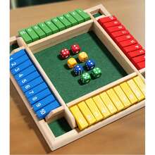 Wooden Shut The Box Game (2-4 Players) - Large 4 Sided Board,8 Dice,Rules - Amusing Addition Game For All Ages,Games,Board Games,Board Game,Board Games,Games,Game - 彩色 - 查看 2
