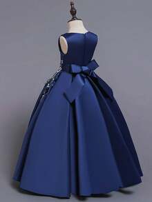 Flower Girls Tulle Dress Long A Line Wedding Pageant Dresses Princess Birthday Party Ball Gown - 寶藍色 - 查看 6