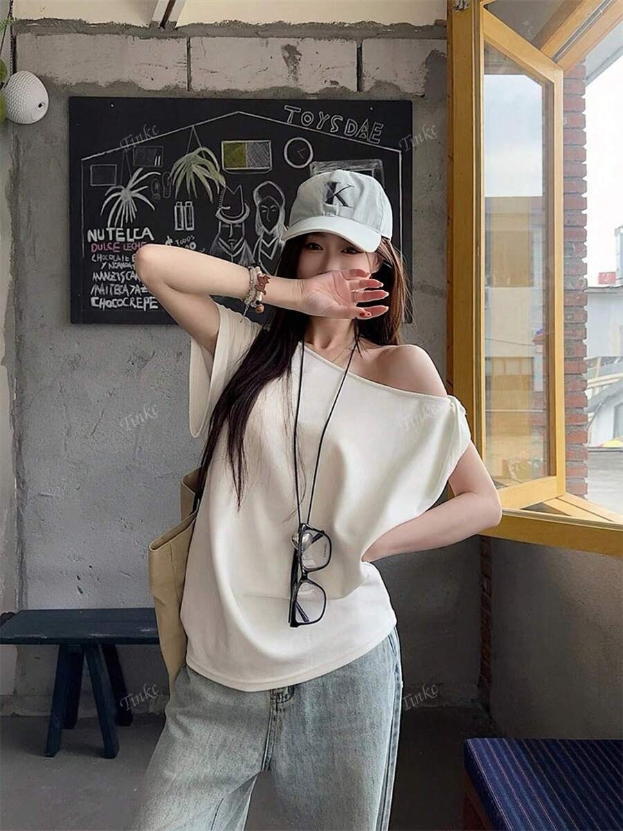 F14 STYLE Casual Loosefit Off Shoulder Tshirt image