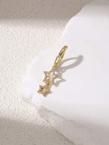 1pc Fashionable Luxury Star Cubic Zirconia Navel Ring, Body Piercing Jewelry For Women, Party Accessory - Star - View 3