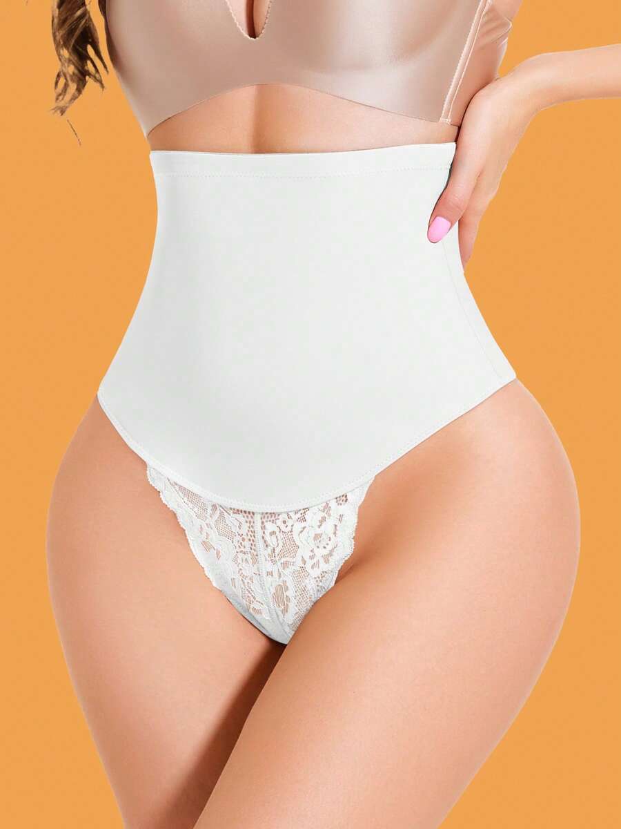 JUQDNX Mid Waist Shaping Thongs - Tummy Control Compression Slimmer, Lace Shaping Girdle Panties For A Flattering Silhouette, Smooths And Shapes Your Figure