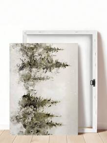 1 pieza Impresión de granja de estilo campestre invernal, arte de pared de paisaje nevado vintage de árboles de pino, arte de pared de paisaje rústico neutral de Navidad, arte de pared invernal, decoración de pared de árbol de Navidad vintage, arte de pared en lienzo, decoración navideña, arte de pared navideño, decoración de dormitorio, decoración de sala de estar