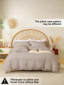 3件套柔软绒毛超细纤维被套组（1个被套和2个枕套），轻盈透气，四季皆宜，家居卧室床上用品套装 - 咖啡棕 - 查看 4