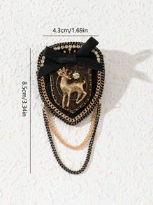 1 件优雅合金鹿形设计胸针，手工面料搭配闪亮金属链，流苏装饰，女士胸针，适合日常佩戴，约会礼物，返校礼物 - 經典 - 查看 6