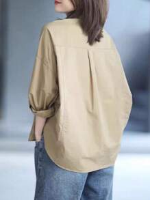 Women's Casual Solid Color Minimalist Long Sleeve Shirt