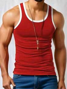 MEN'S PREMIUM AMERICANA RIBBED TANK TOP - Burgundy - View 1