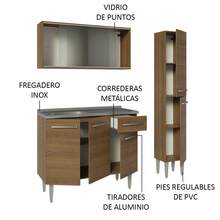 Cocina Integral Completa Modular Madesa Emilly 137cm Con Tarja Color Marrón 07 - Marrón - Ver 4