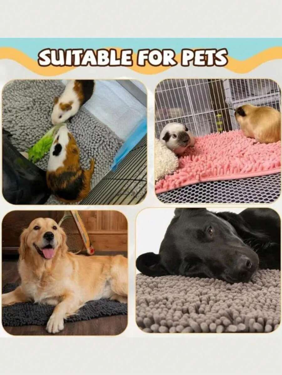 豚鼠笼垫，雪尼尔毛绒防滑垫，可重复使用，可清洗，宠物兔垫