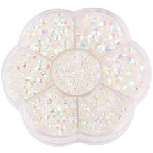 5000pcs/Box, 2mm 3mm 4mm 5mm 6mm, 5 Sizes, Silver Base Crystal Beads Stones,Flower Shape Box Packed, Round Flatback Rhinestones Multi Colors Crystal Gems Non HotFix DMC Jewelry Beads Glass Stones Diamond 3D Pattern Design Accessories Glitter Manicure Decal Decorations For Clothes,Bag,Shoes,Cups,Phone Covers,Handicrafts,Diy Trim.