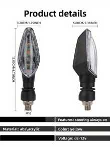 2pcs Motorcycle Turn Signal Light, High Brightness LED, Yellow Constant Light, Motorcycle Electric Turn Signal Light, Daytime Running Light - Multicolor - View 8