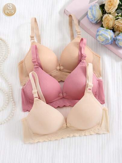 3pcs/Set Women Front Closure Wireless Comfortable Breathable Nursing Maternity Bras