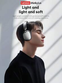 Lenovo 联想 TH60 蓝牙耳机，配备 ANC 智能降噪、5.4 环绕声、高品质音频、低延迟、长电池寿命、清晰通话，适用于音乐、游戏、智能手机和电脑，有线/无线连接 - 灰色 - 查看 3