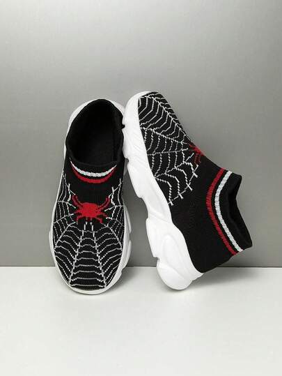 1 par de zapatillas deportivas para niños, de tela transpirable, elásticas, suaves y cómodas, con amortiguación de impactos, ligeras, antideslizantes, zapatillas casuales unisex para correr por la calle