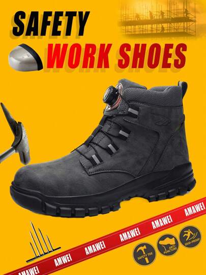 1 Pair Work Safety Boots For Men Comfortable Breathable Soft Steel Toe Shoes,Smashproof Slip-Resistant Shoes Anti-Puncture Cushion Sole Work Sneakers Fashion Sport Work Shoes For Construction Site,Warehouse,Daily Repairs Work Trainer Safety Trainer Steel Toe Sneakers Steel Toe Trainer,Suit For Construction Workers Factory Manufacturing Workers