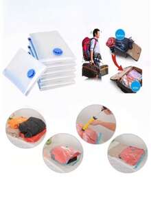 4 件套真空压缩袋，节省空间的储物袋，适用于衣物、床垫、毛毯、羽绒被、枕头、毯子、旅行和搬家 - 無色 - 查看 5