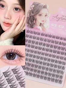 AYRMILLA 10 Rows False Eyelashes Natural Fish Tail Fairyultrafine Stem Feather Fan Fish Tail Grafting Eyelash Cross Wedding Party And Club Daily Work Meeting Natural False Eyelashes Are Comfortable To Wear Fairy Beginner Curling Planting False Eyelashes - C - 查看 2