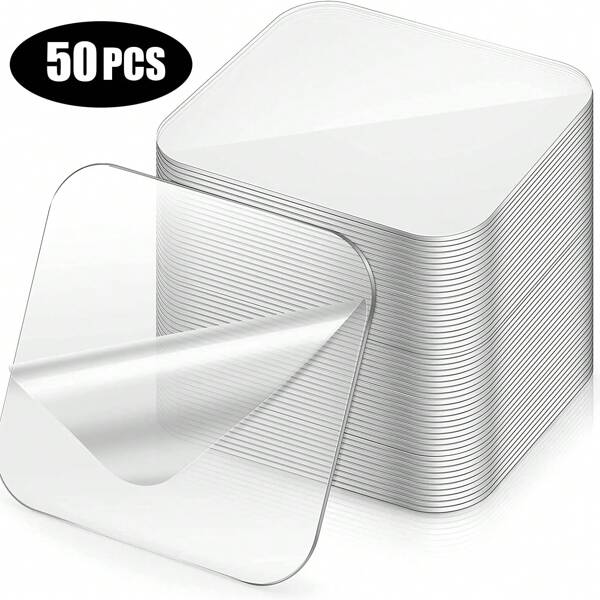 50 Pieces Nano Double-Sided Tape, Strong Adhesive And Waterproof For Bathroom Tiles, Shelf, Accessory, Transparent Adhesive Tape, No Trace