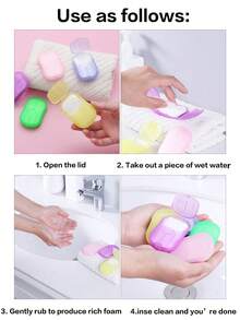 5 Boxes Travel Disposable Soap Sheets | Portable Hand Soap With Storage Case | Outdoor Camping Hygiene Cleaning | Essential For Travel & Camping | Convenient & Sanitary - Nhiều màu - Xem 5