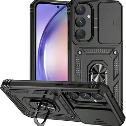 Suitable For Galaxy A55 A36 A26 A16 A54 A34 A14 A15 A05 5G Phone Cases, With Sliding Camera Cover And Built-In 360° Rotating Ring Holder, Magnetic Shock-Proof Design, Also Fit For Galaxy S25 S24 S23 S22 S21 S20 Plus Ultra FE