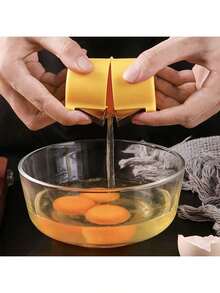 3pcs Stainless Steel Egg Separator - Quick Egg Yolk Separator, Durable, Essential For Kitchen Baking, With Ergonomic Yellow Handle And Fast Cracking Function