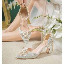 Women Pumps - 銀色粗跟7厘米 - 查看 4