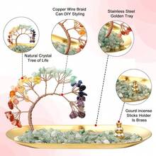 Ceramic Backflow Incense Burner With 7 Chakras & Crystal Tree - Yoga Meditation Decor - 7 Chakra - View 2