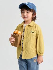 Balabala Kids Plaid Dog Print Jacket Fall 2025 – Soft Fleece Outerwear By BalaOne - Light Yellow - View 2