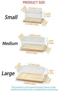 1pc/2pcs Bamboo Butter Dish, Butter Dish With Lid, Butter Box, Cake Box, Small Transparent Box For Storing Butter, Small Cakes, Fruits And Bread In The Kitchen, Exclusive Box For Cheese, Home Decoration, Kitchen Tool, Pre-Meal Preparation, Dining Room Accessory, Refrigerator Organizer. - Transparent - View 3