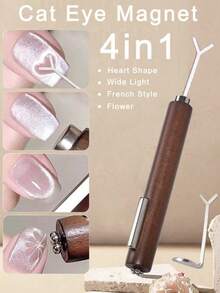 SHANGFEIYA Outil magnétique pour nail art en forme de cœur 4 en 1, compatible avec les aimants à ongles pour créer des designs d'ongles en forme de chat et de cœur, convient pour la manucure au gel DIY - Multicolore - Voir 2