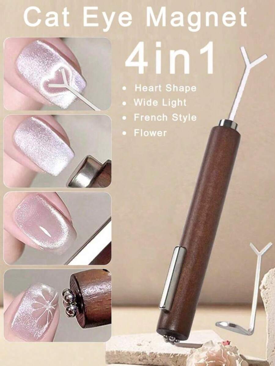 SHANGFEIYA Outil magnétique pour nail art en forme de cœur 4 en 1, compatible avec les aimants à ongles pour créer des designs d'ongles en forme de chat et de cœur, convient pour la manucure au gel DIY
