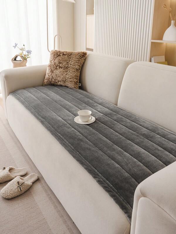 1pc Winter Plush Anti Slip Sofa Cushion, Winter Warm Sofa Cover, Pillowcase Backrest Cover, Sofa Cushion Protective Cover, Suitable For Bedroom, Office, Living Room, Home Decoration