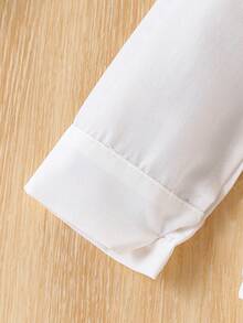 婴儿洗礼套装，男婴绅士套装 - 白色长袖连体衣 + 背心 + 裤子套装 - 白色 - 查看 6