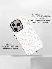 Floral Mobile Phone Case, Designed With Delicate Blue Flowers And Swirling Vines, Suitable For IPhone 16, 15, 14, 13, 12 And 11 Pro Models, Made Of TPU Material, And Provides Shockproof Protection. Perfect For Family, Friends, Children, Birthdays, Spring, Holidays, Boyfriends, Girlfriends, And Valentine's Day Gifts. - 白色 - 查看 2