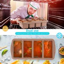 Silicone Freezer Tray With Lid - Silicone Freezer Food Molds- Large Ice Cube Tray,Silicone Freezer Container,Freeze & Store Soup, Sauce, Broth,Leftovers - Makes 4 Perfect 1 Cup,9831176