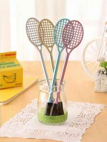 Creative Stationery, Cute Tennis Racket Shaped, Badminton Racket Ballpoint Pen, Refillable Ballpoint Pen