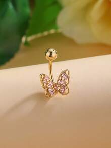 1 件休闲可爱蝴蝶锆石肚脐环，适合女士，穿孔身体首饰派对 - 蝴蝶型 - 查看 7