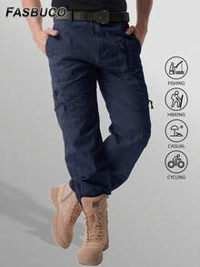 KEFITEVD Herren Cargohose Baumwolle Outdoorhose mit 8 Taschen Männer Stretch Arbeitshose Kampfhose Taktische Hose Rangerhose für Jagd Wandern - marineblau - Übersicht 4
