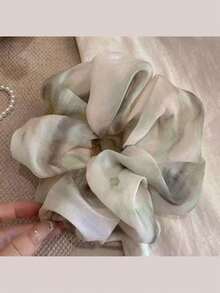 1 件大号蕾丝薄纱 4 层发圈，甜美芭蕾风格，百搭发饰，纯色涤纶，发圈，发圈，洗脸，发饰