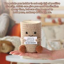 New Hand - Crochet Potato Pen Holder: Positive Vibes, Creative Desk Decor - Potato Pen Holder - View 4