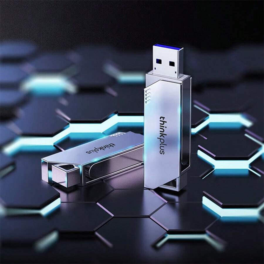 Lenovo TPU301plus 高速闪存盘，手机与电脑之间即时传输 4K 视频，内置加密，防震 - 珍珠鎳 - 查看 1