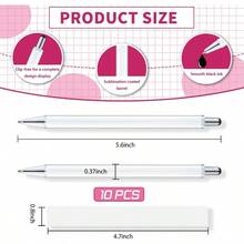 Sublimation Pens Blank No Clip With Shrink WrapHeat Transfer Sublimation Ballpoint Pen Aluminum Customized Pen Personalized Pen For Christmas Diy Office School Stationery Supplies 10 Pack-0142 - Màu xanh lam - Xem 2
