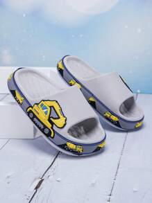 Pantofole da casa leggere e morbide con decorazione di escavatore, antiscivolo e comode, adatte per l'estate, per ragazzi