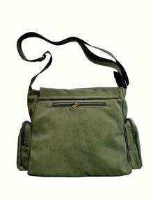 Túi đeo vai dung tích lớn, túi đeo chéo cổ điển có nắp, túi đeo chéo họa tiết 4 chú mèo ngồi trên bàn đá, phù hợp cho nhiều dịp như mua sắm, du lịch, ăn uống, quà tặng hoàn hảo cho người yêu thú cưng - xanh quân đội - Xem 3