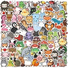 100Pcs Kawaii Stickers Cartoon Animal Stickers Cute Watercolor Animal Stickers Zoo Stickers Aesthetic Stickers Stationery Stickers Vinyl Waterproof Stickers For Water Bottle,Computer,Laptop,Phone,Luggage,Notebook,Fridge - J - View 8