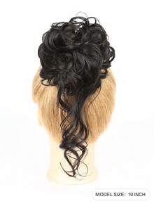 凌乱发髻发饰，蓬松发髻造型器，弹性发带，卷发发髻配饰，适合圣诞节、新年、音乐节等场合（酒红色） - 彩色 - 查看 2