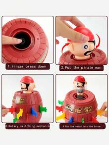1 套海盗桶儿童玩具互动小型棋盘游戏技巧剑桶，儿童趣味小玩意海盗桶游戏玩具儿童幸运刺射出玩具儿童玩具，玩具，男孩玩具 - 彩色 - 查看 7
