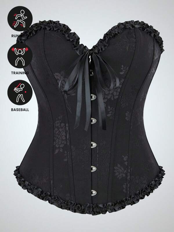 1 PC Palace Style Corset With Boning To Shape Waist And Push Up Bust, Sexy Jacquard Shapewear Top, Suitable For Wearing With A Dress, For Halloween