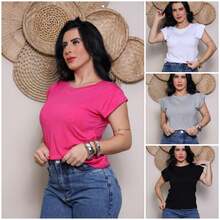 Kit 4 Blusinhas Feminina Muscle Tee Básica T-shirt, Camiseta Viscolycra - Dia a Dia - Versátil- Casual - Multicolorido - Visão 2